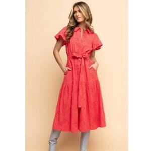 (NWOT) Rachel Parcell eyelit midi shirt dress paradise pink (Size S)